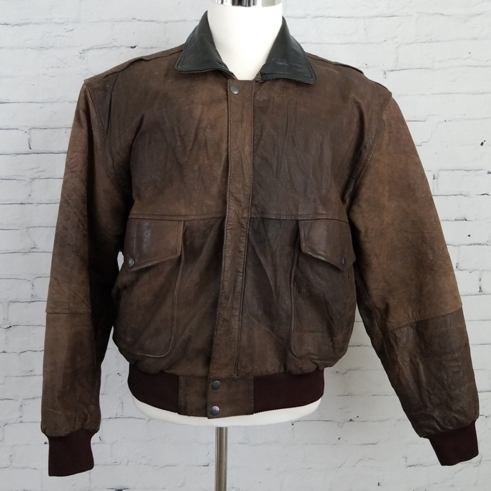 Vintage B52 Brown Leather Flight Bomber Jacket